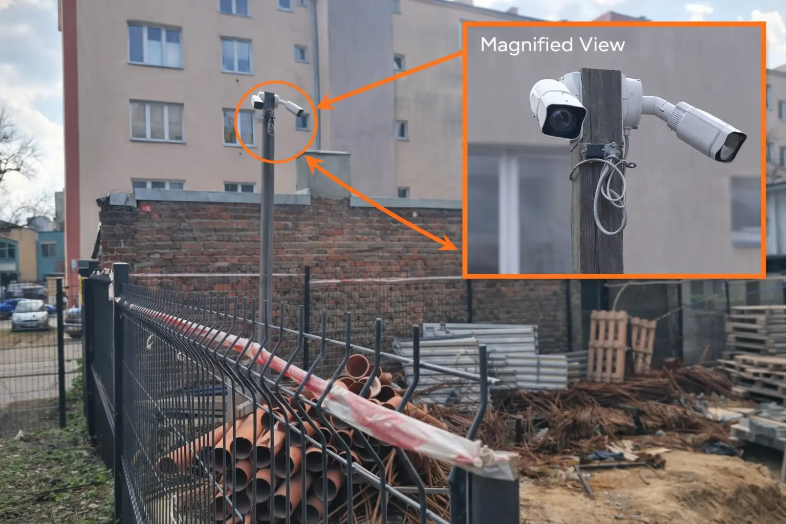 Construction Site Security Camera With Tannoy — Wired CCTV System