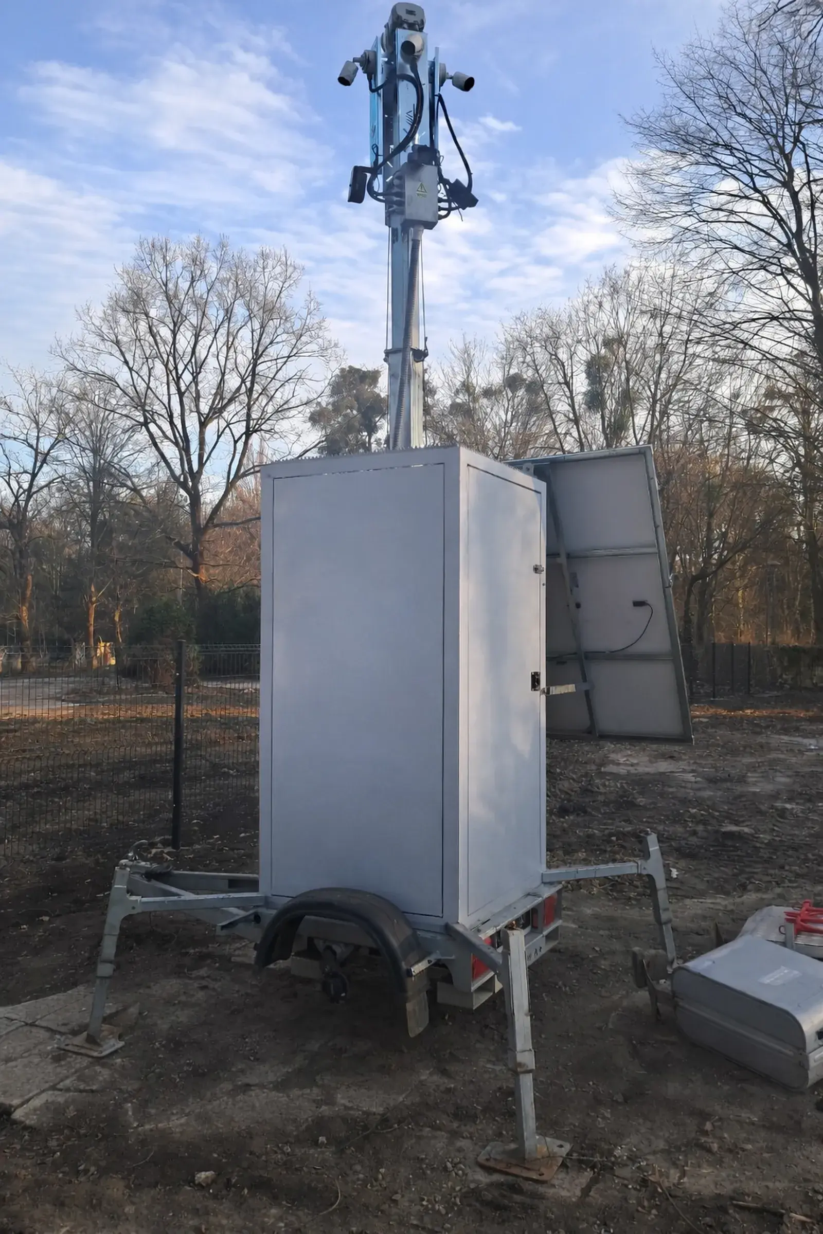 Trailer Mounted Mobile CCTV Tower For Sale — Road Legal Solar Powered Unit